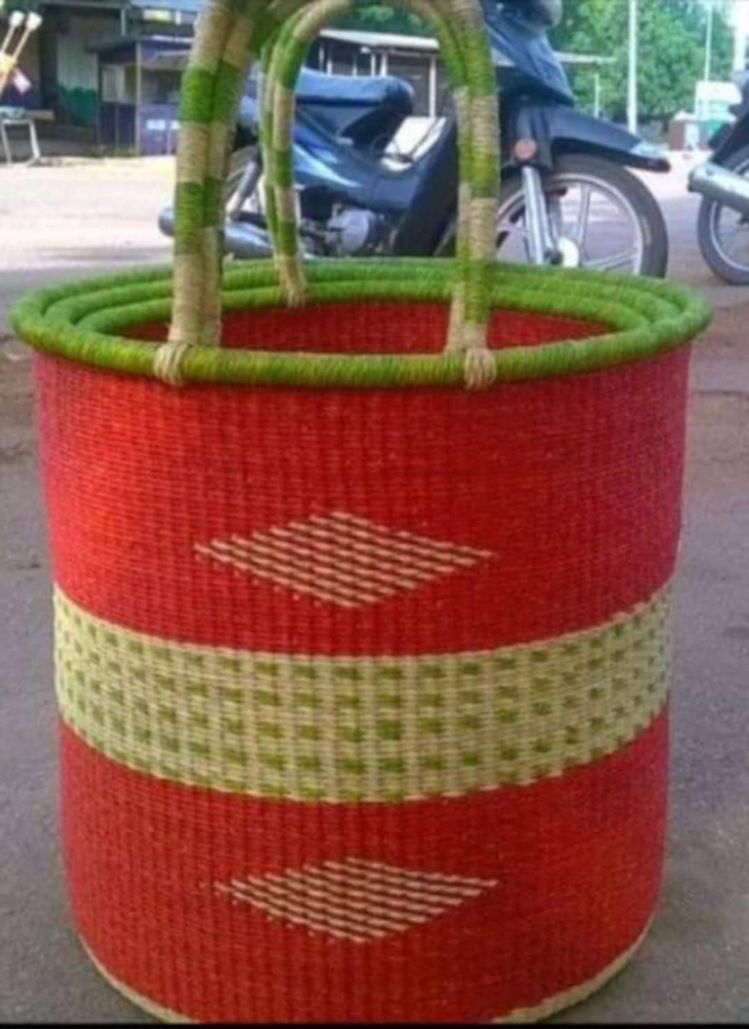 Natural Laundry Basket African Woven Basket Round Woven Etsy