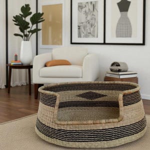 Woven Bolga Dog Basket Bed: Natural Pet Bed from Ghana