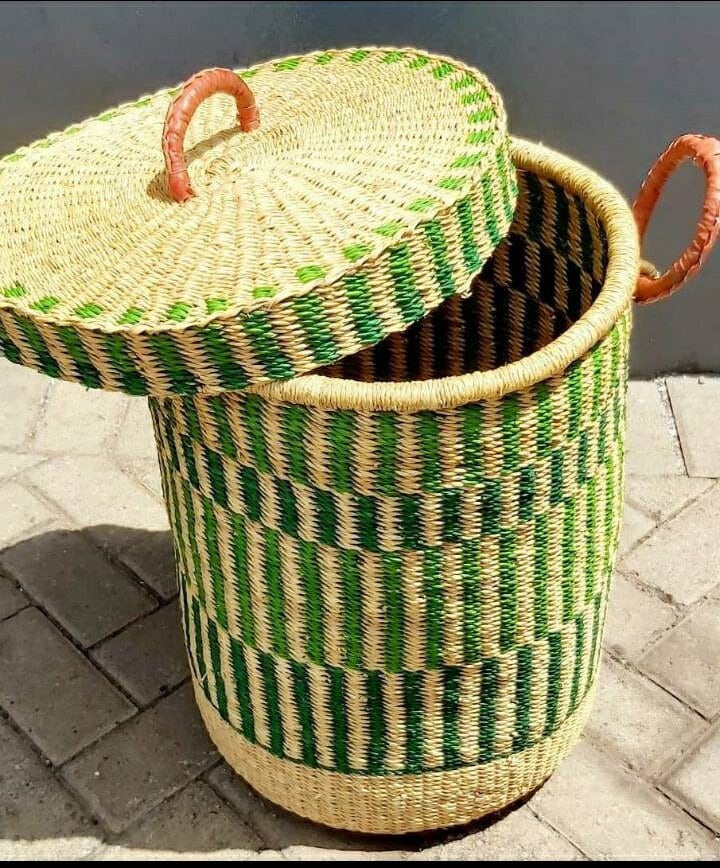 African Laundry Basket Traditional Woven Basket Round Etsy