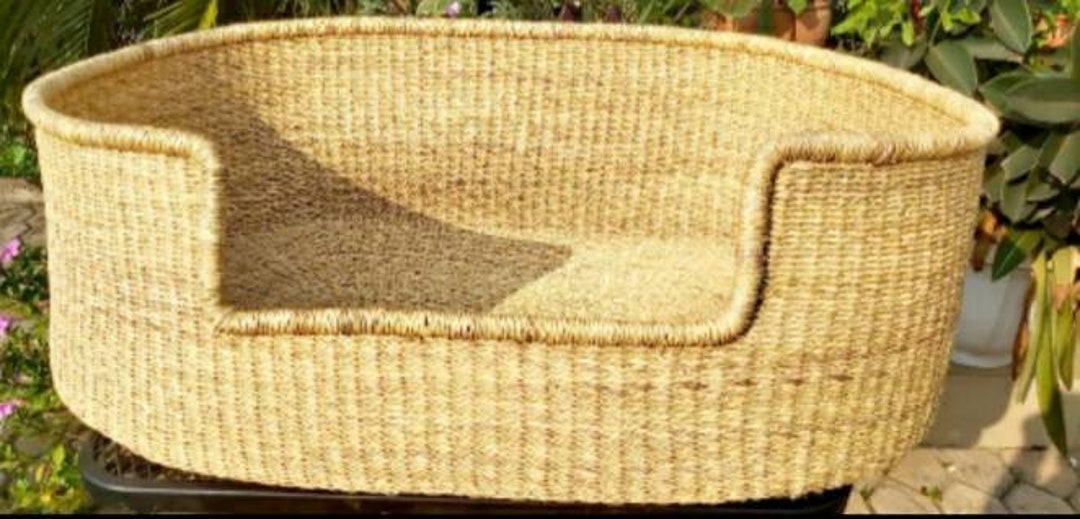 Comfortable Dog Basket Bed Natural Dog Bed Plain Dog Bed Etsy