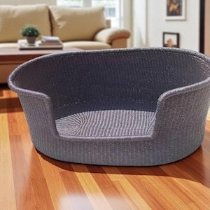 Handwoven Black Dog Bed Basket: Natural Pet Furniture