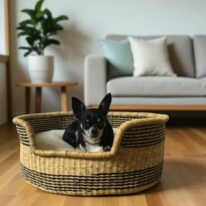 Handmade Ghana Dog Basket Bed: Natural African Pet Furniture