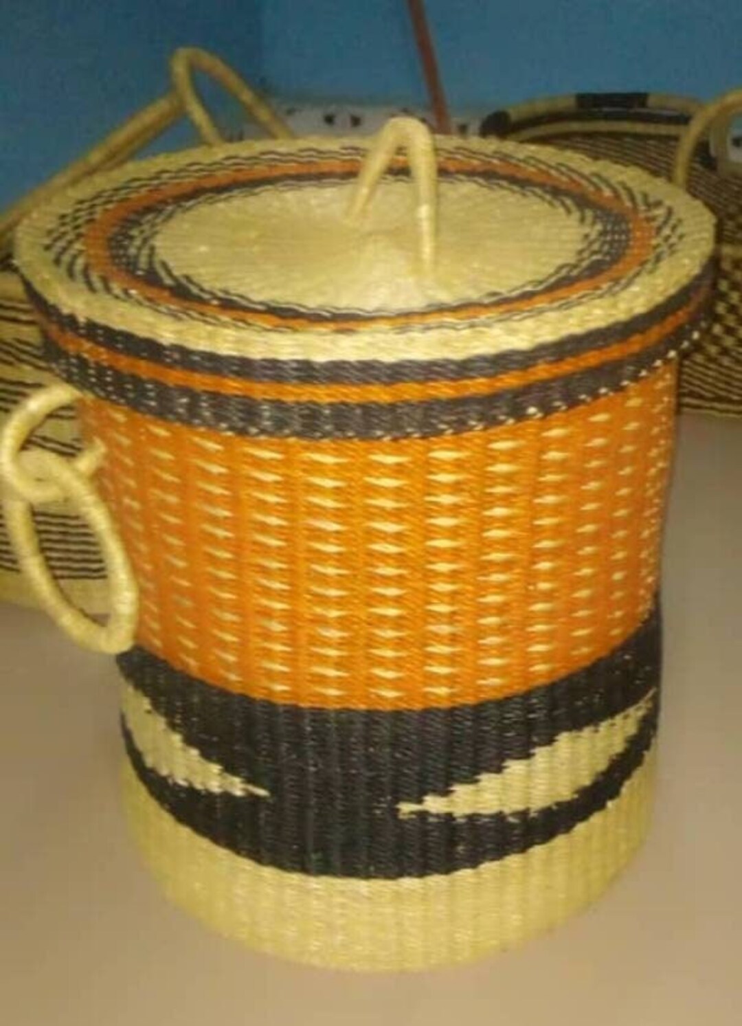 Beautiful Basket Kids Basket Round Woven Basket Handmade Etsy