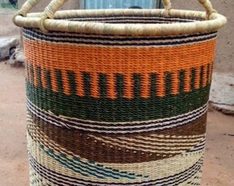 Natural laundry basket | African woven Basket | Round woven basket |  Storage basket | Home basic Laundry Basket |  Laundry basket with lid