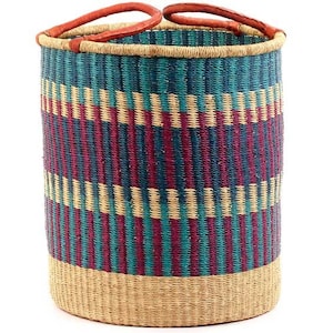 African  Basket, traditional  Basket | Round woven laundry Basket | Handmade Storage basket | Sitting room Basket | Throw Basket |