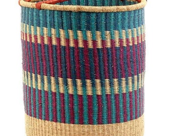 Cesta africana, cesta tradicional / Cesta de lavandería tejida redonda / Cesta de almacenamiento hecha a mano / Cesta de sala de estar / Cesta de lanzamiento /