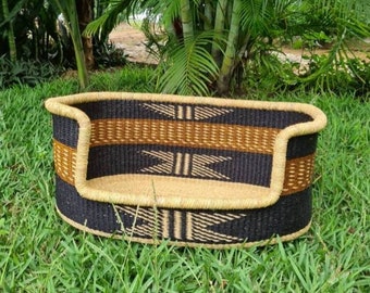 Black dog bed | Dog Basket Bed | Handmade pet furniture | Dog Furniture | Puppy bed | Cat bed |  Natural dog bed | woven dog bed |