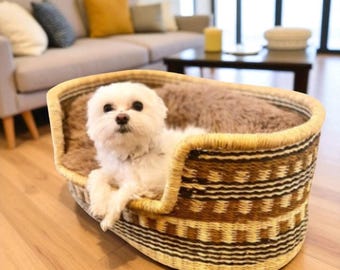 Woven Dog Basket Bed: Handmade Ghana Pet Bed, Eco-Friendly