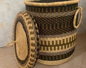 African traditional  Basket | woven laundry Basket | round storage basket | handmade basket |  Bin Hamper |  custom laundry basket