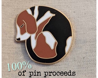 Sleeping Beagle Pin | Special Edition Fundraiser | Hard Enamel Pin | Dog Breed Accessories / Charity / Rescue / Hound Love