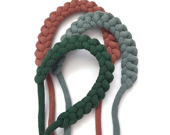 DOLAN Knotted Fiber Necklace, Macrame Chainlink Necklace,knotted rope necklace, recycled rope, statement necklace, Cobalt blue necklace,