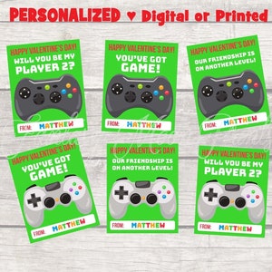 DIGITAL Personalized Video Game Valentines Cards for Kids, Printable Gamer Valentine&#39;s Day cards