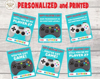 Video Game Valentine Cards for Kids, PRINTED & SHIPPED! Personalized Kids Valentines Card, Gamer Valentine's Day Card for Boys, School Class