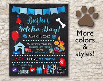 DOG Adoption Anniversary Sign / Gotcha Day Memory poster Puppy Dog Birthday Gift for dog owner Personalized Chalkboard Printable Pet Sign