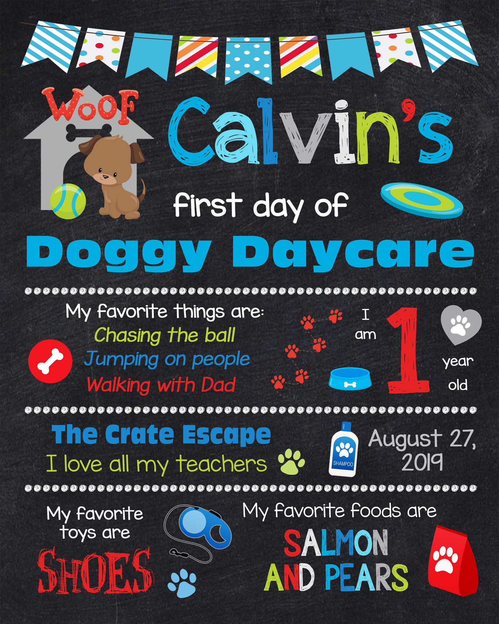 DOG DAYCARE Sign Dog Training First Day of School Sign Dog Etsy