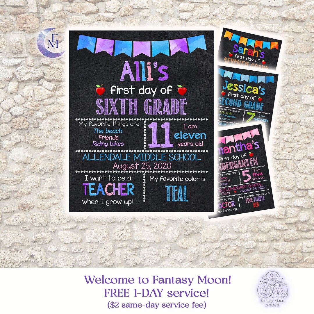 Purple First Day of School Sign Middle School Sign Junior High