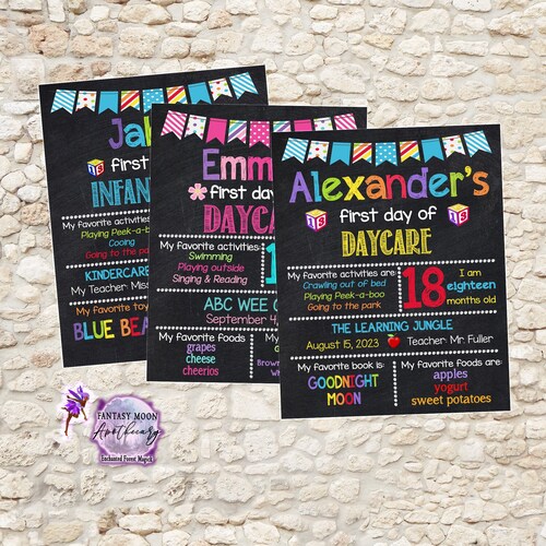 First Day of Daycare Sign Chalkboard Sign Instant PDF Etsy