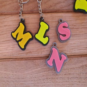 Custom Letter Keychain – 3D Printed Personalized Keychain in Multiple Colors – 1x1 Inch Initial Keyring, Alphabet Letters A-Z