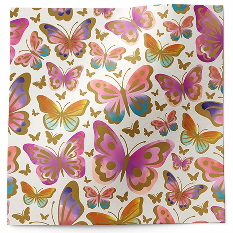 Butterfly Garden Tissue Paper, 20 x 30 Large sheets, 20 x 30 inches. Pink Tissue Paper, Tissue Paper, 20x30 tissue paper, Gift wrap image 1