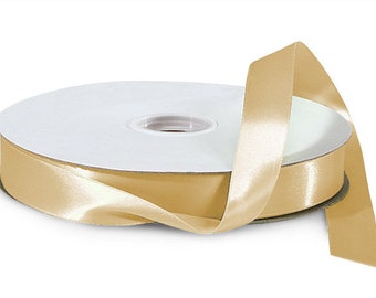 Ribbon,  5 yards cut length, Gold Double Faced Satin 7/8