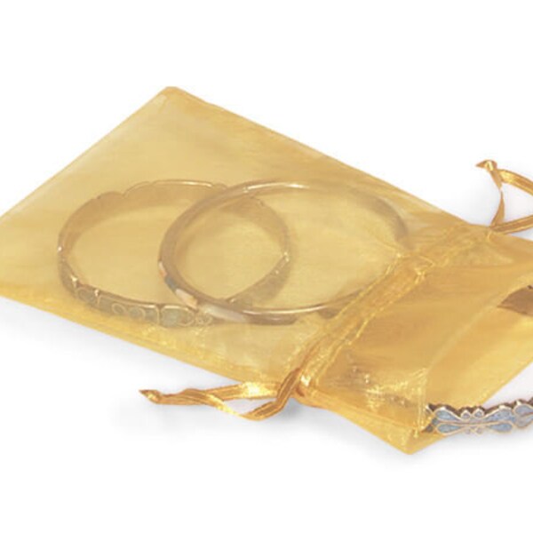 Gold Organza Favor Bags, 4x6", 10 Pack