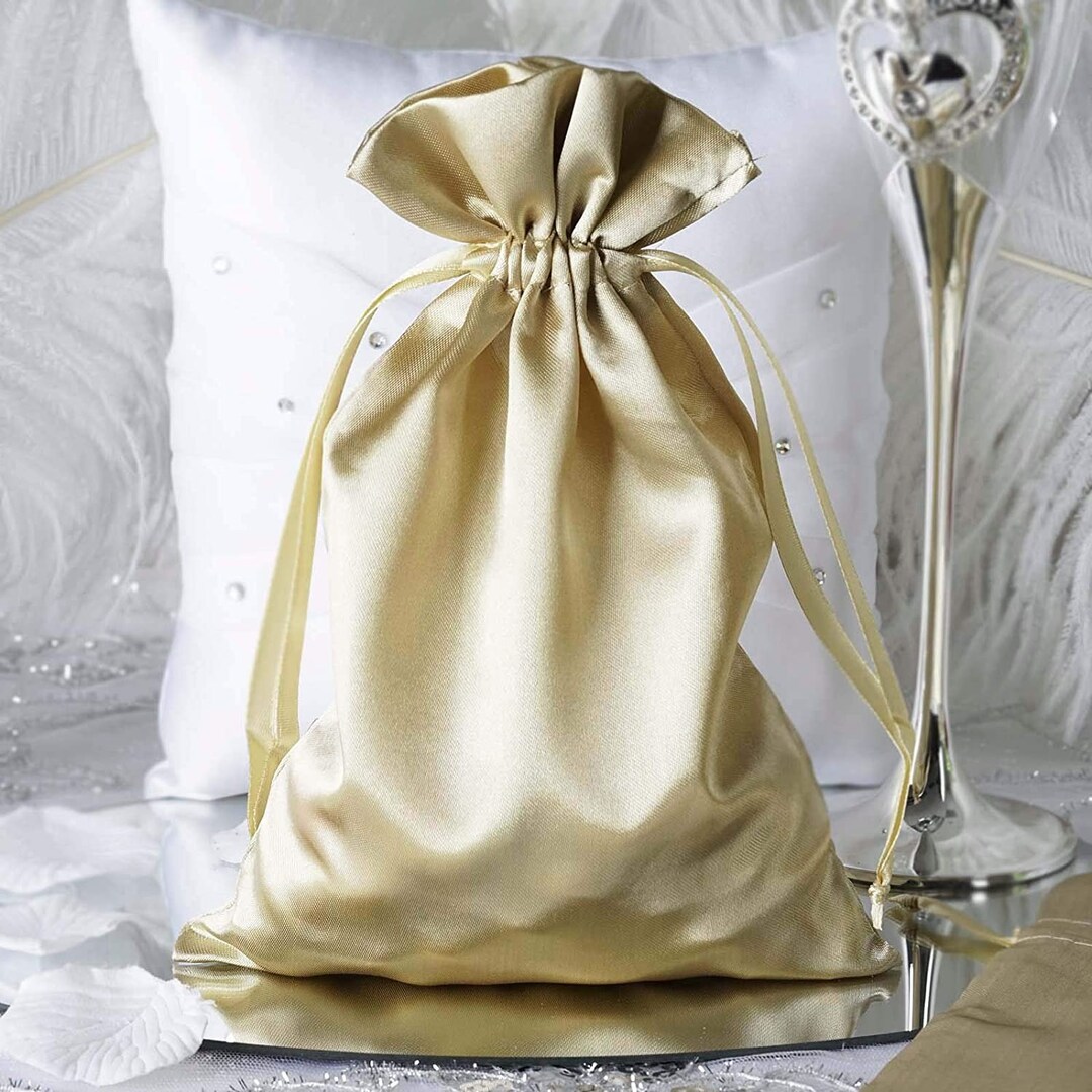 12 Pack 6x9 Gold Satin Favor Bags Party Etsy