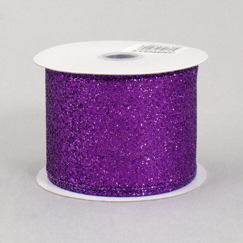 Ribbon 10 Yards Craft Supply Gift Box Decoration 2.5 Glitter On Metallic Ribbon Purple
