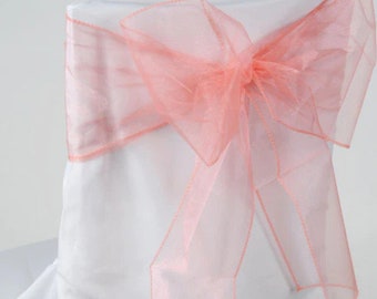 LA Linen Sheer Mirror Organza Chair Bow Sash 8" x 108" 25-Pack for Party Wedding 