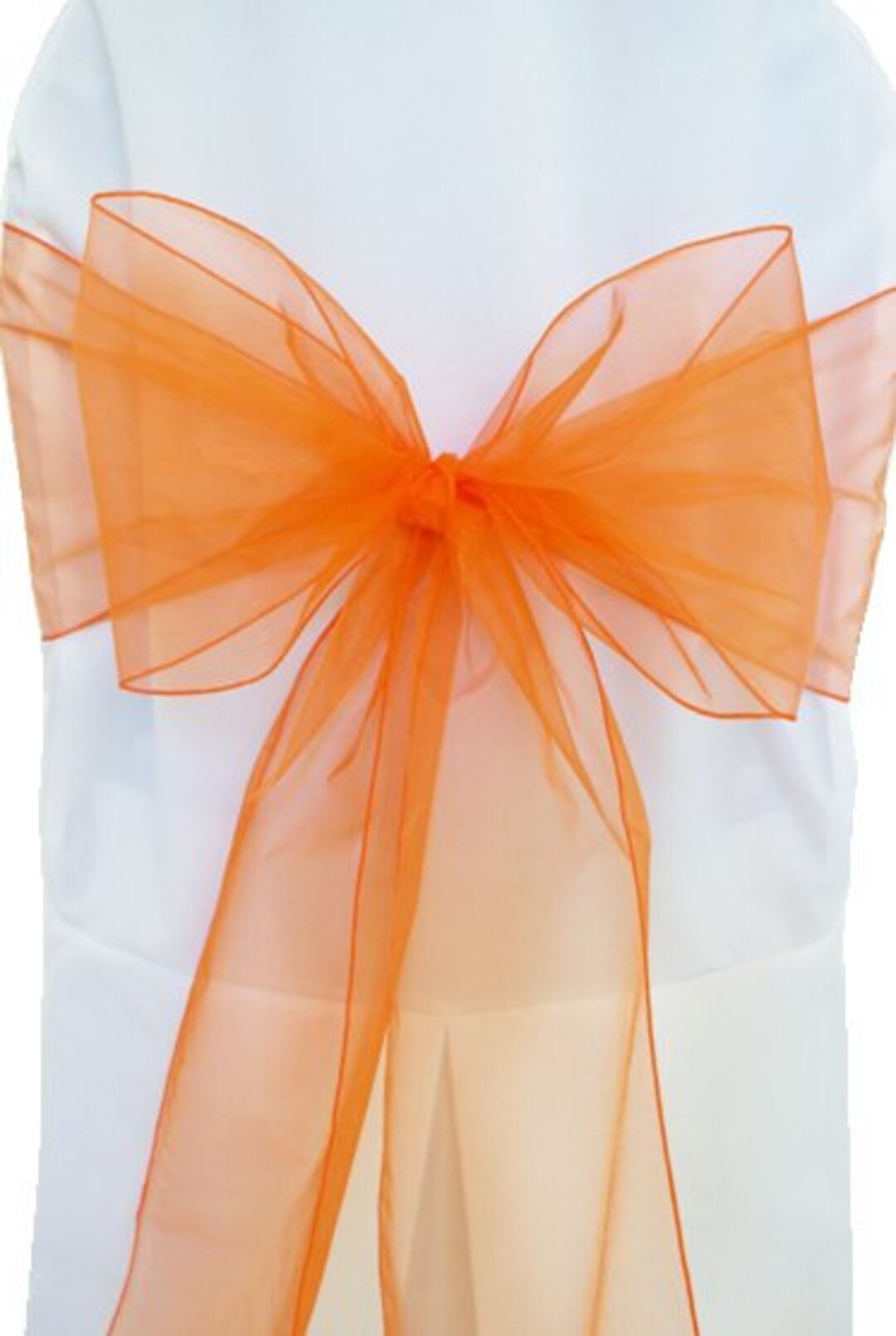 Chair Sashes, 6 Orange Organza Chair Sashes, Wedding Organza Chair Sashes, Chair Bows, Chair ...