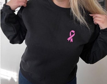 Pink Ribbon Sweatshirt, Cozy Sweater, Gifts for her, Breast Cancer Awareness