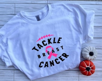 Tackle Breast Cancer T-Shirt and Sweatshirt, Breast Cancer Awareness Gift, Football Shirt, Survivor Gift, Spread a cause Gift