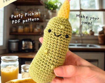 Party Pickle Crochet Pattern PDF | ENGLISH | Amigurumi | Toy | Handmade | Tutorial | Children | Birthday | Gift