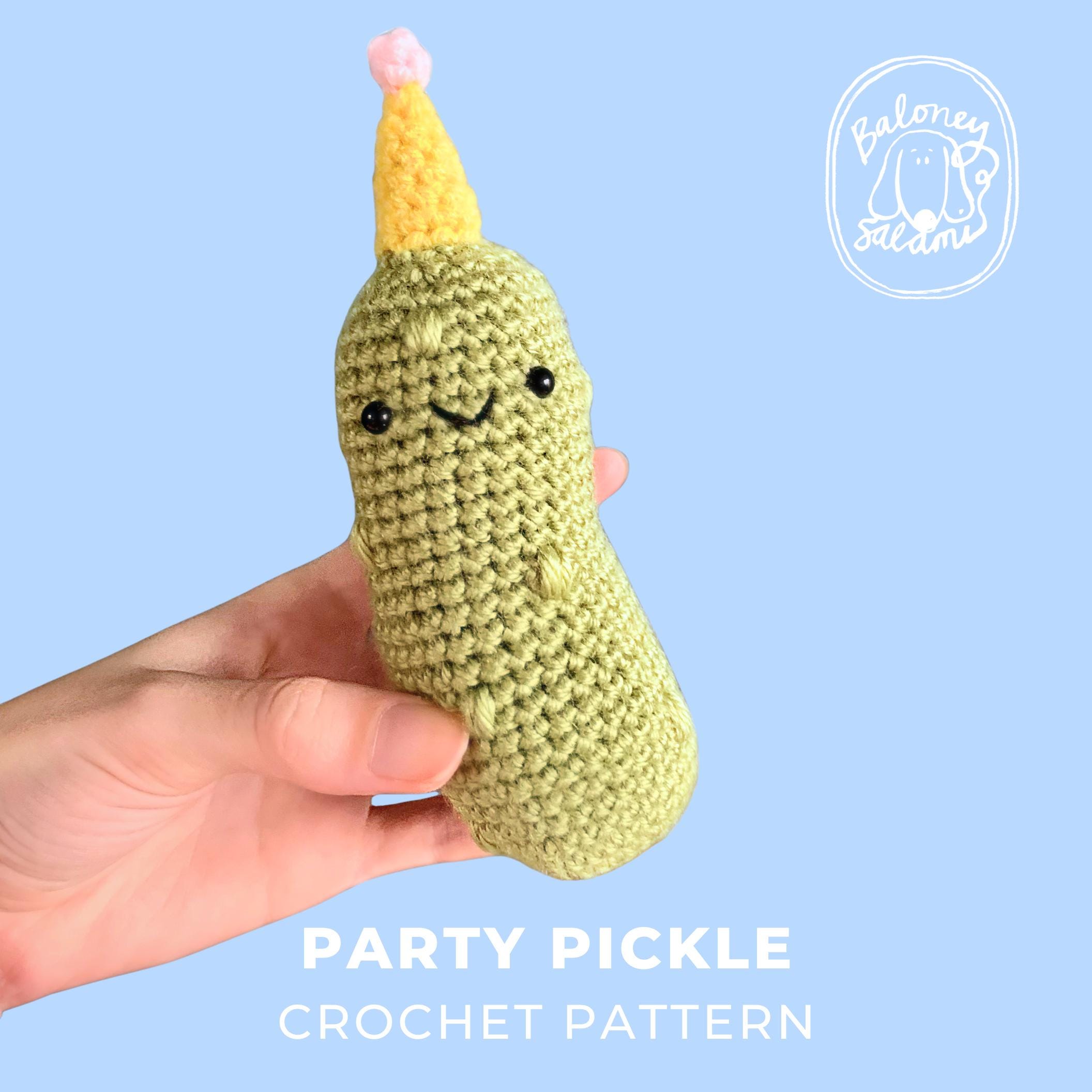 32 Pickle Crochet Patterns for Amigurumi, Keychains, Ornaments, and Plushies 27 Party Pickle English Amigurumi Toy Handmade Tutorial