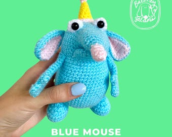 Blue Mouse Crochet Pattern PDF | ENGLISH | Amigurumi | Toy | Handmade | Tutorial | TV | Children