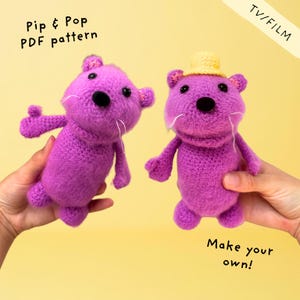 Pip & Pop Purple Otters Crochet Pattern PDF | ENGLISH | Amigurumi | Toy | Handmade | Tutorial | TV | Children