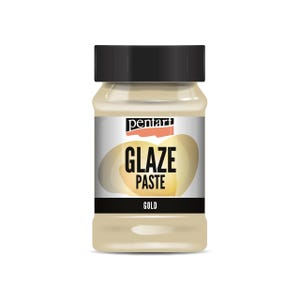 May include: A glass jar of gold glaze paste with a black lid and a white label that says "Pentart Glaze Paste Gold".