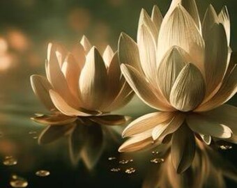 Water Lilly Decoupage Paper Mint by Michelle