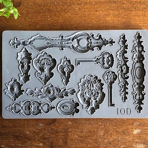 IOD Lock and Key Mould Iron Orchid Designs Furniture Hardware Skeleton Key  Resin Mold 