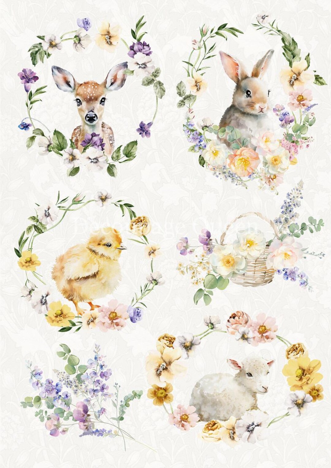 Spring Decopauge Spring Animals Decoupage Paper A4 - Etsy