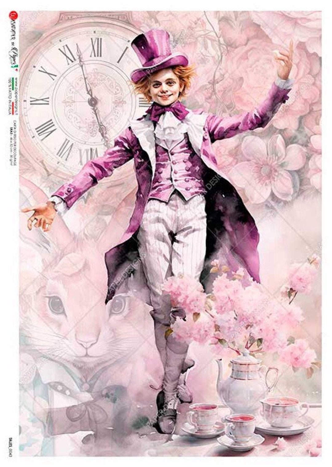 Purple Mad Hatter Decoupage Paper Etsy