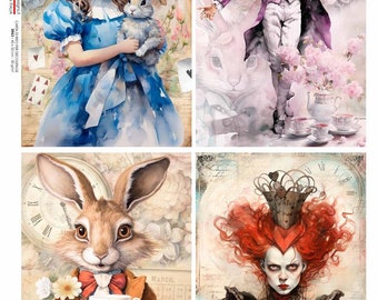 Alice in Wonderland 4 Pack Decoupage Paper A3 & A4