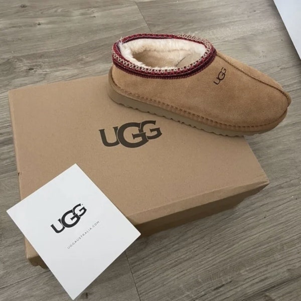 Ugg tasman style slippers / sliders dupe / brown / Sand / chestnut and black