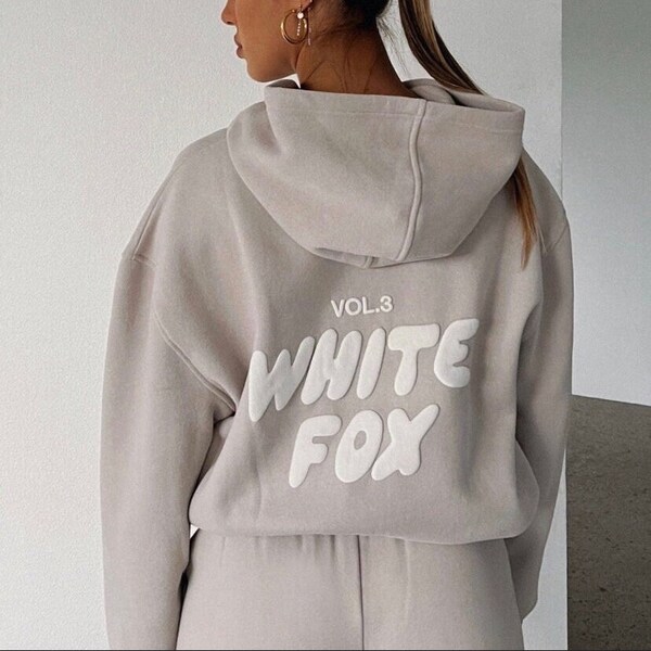 White Fox Hoodie - Etsy UK