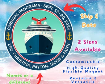 Personalized Cruise Door Magnet: Cruising Essential, Carnival Ship Friend Family Vacation Fridge Keepsake