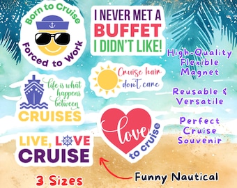 Cruise Door Magnets: Nautical Cabin Decor, Set of 6 Cabin Stateroom Wall Sign, Family Friends Cruising, Carnival Royal Caribbean