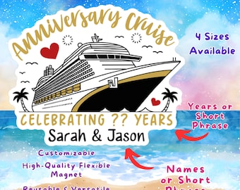 Personalized Wedding Anniversary Cruise Door Magnet, Romantic Getaway Keepsake