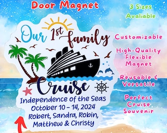 Personalized First 1st Family Cruise Door Magnet: Nautical Vacation Family Trip Decor, Friends Cruising Carnival Royal Caribbean Cabin