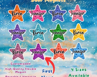 Starfish Colorful Cruise Door Decoration Magnet Sign, Personalized Name Keepsake, Carnival Celebrity Princess MSC, Fridge Office Decor
