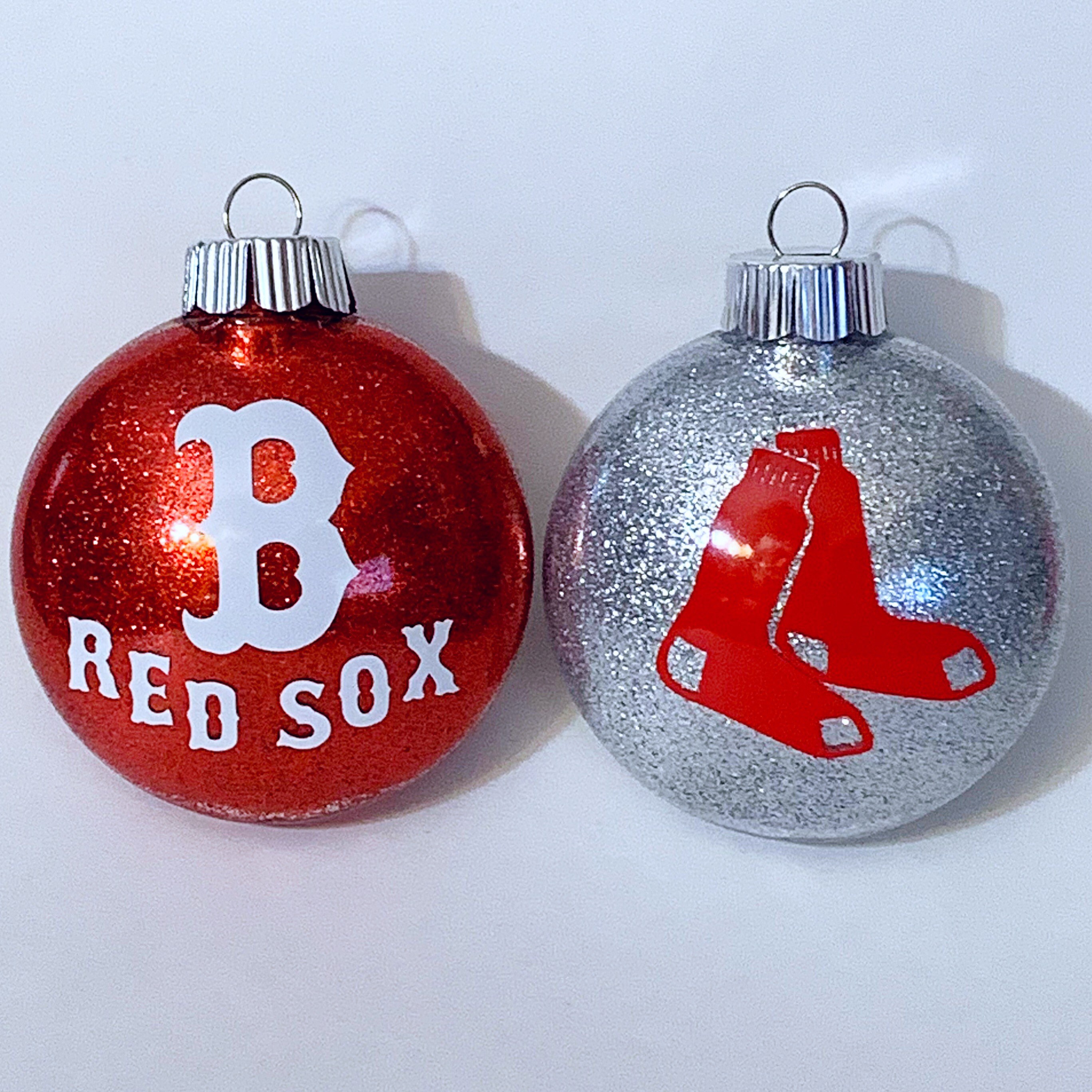 Boston Red Sox Christmas Ornaments Set of 2 Silver &Red Etsy