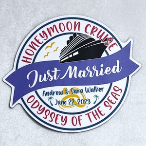 Honeymoon Wedding Cruise Door Magnet Wall Sign, Just Married Newlywed Bride Groom, Cruising Carnival Princess MSC, Keepsake Refrigerator